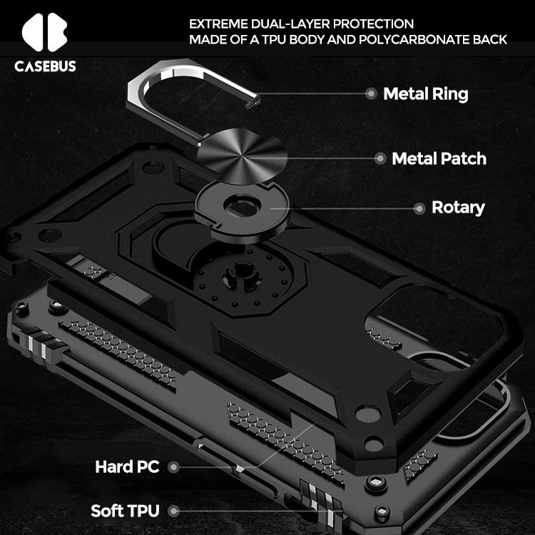 Casebus iPhone 12 Pro Max Case with Built in Privacy Screen Protector - Full Body Protective - Dual Layer Rugged Clear Bumper Case - Black
