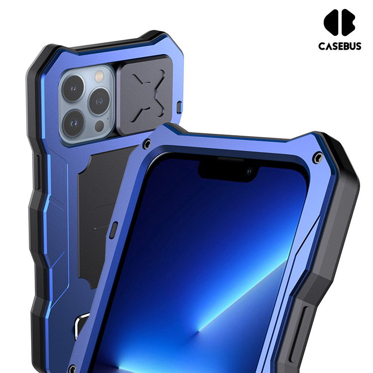 Casebus iPhone 14 Pro Max Case with Built in Screen Protector - Dual Layer Rugged Clear Bumper Case - Full Body Protective - Blue