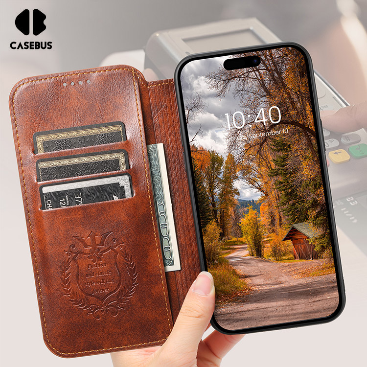 Folio Flip Wallet Phone Case - Casebus Classic Wallet Phone Case, Support  MagSafe Wireless Charging, Magnetic Flip, Premium Leather - SHARPE - Casebus