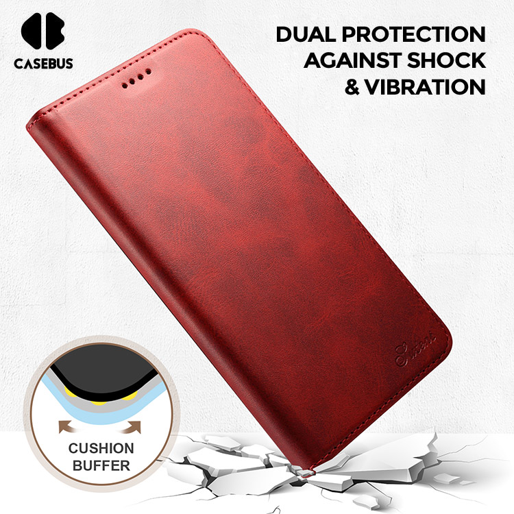 Cover Portafoglio Vkooer Per IPhone 15 Pro Max: Custodia In Pelle PU Con 5 Slot Carte, Supporto Regolabile E Cinturino Da Polso, Magnetica, Rossa