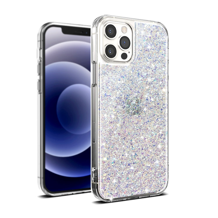 Casebus iPhone 13 Pro Max Glitter Case - Twinkle Stardust - Crystal Sparkle - Bling Bling - Shockproof - Silver