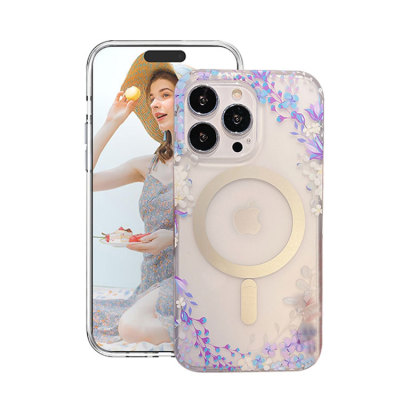 iPhone X/XS Case - Heavy Duty Phone Case - Casebus Floral Magnetic Phone Case, Support Magsafe, Cute Flowers Shockproof Protective Cover - JOY