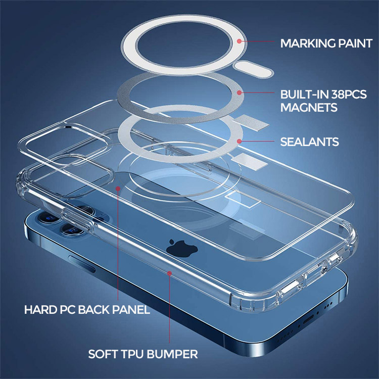 Clear Basic Heavy Duty Phone Case - Casebus Magnetic Phone Case with MagSafe  Charging, Slim Fit Hard Back Soft Silicone TPU Bumper Cover, Thin Cut  Shockproof Anti Cover - CLASSIC MAGSAFE - Casebus