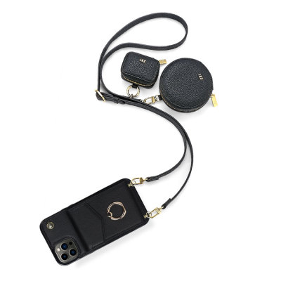 iPhone X/XS Case - Crossbody Wallet Phone Case - Includes: Casebus Wallet Case *1, Round Pouch *1, Mini Pouch *1, Adjustable Strap *1 (Width: 0.71'') - EUDORA - 3PCS SET