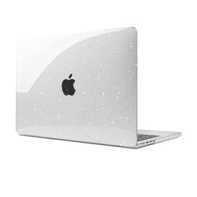 MacBook Pro 15 (A1707/A1990) Case - Casebus Clear Glitter Star Case for MacBook, Plastic Sparkly Bling Hard Shell Protective Cover - ESTELLA