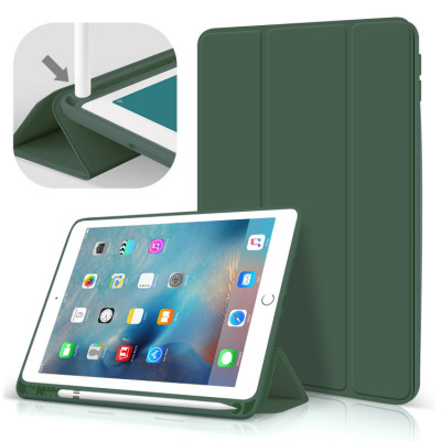 CLASSIC FOLIO iPad Case - Casebus Classic Folio Case for iPad with Pencil Holder, Auto Sleep/Wake Soft Silicone Back Shell Stand Shockproof Case