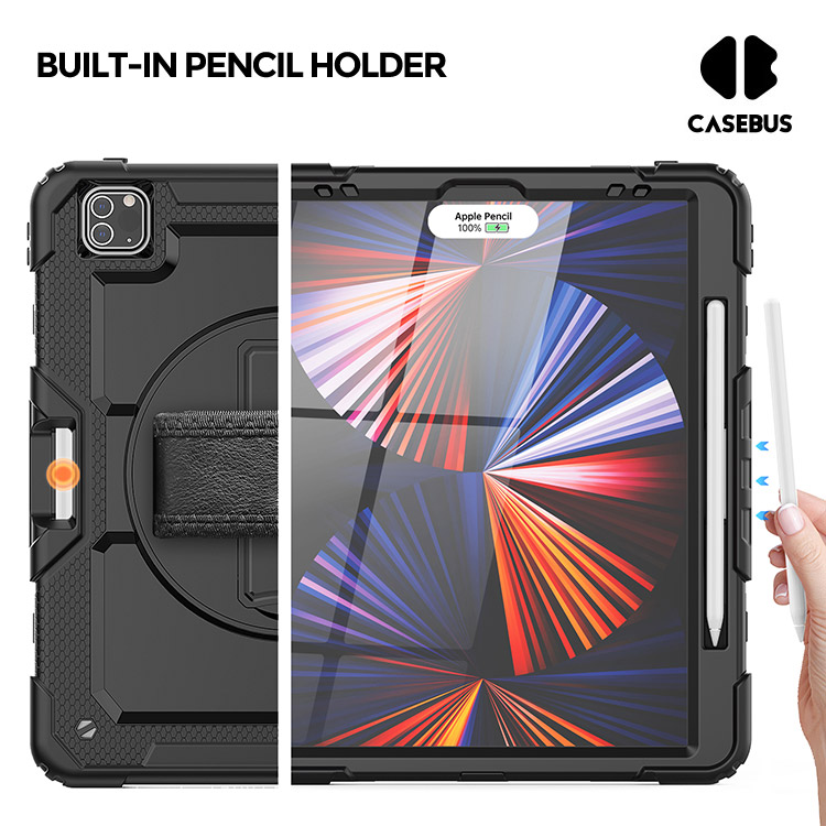 iPad Air 3 (2019 10.5Inch) Case - Casebus Full Body Case for iPad, with  Detachable Strap & Pencil Holder & built in Screen Protector 360 Rotating  Hand Strap Stand Drop Proof Cover 