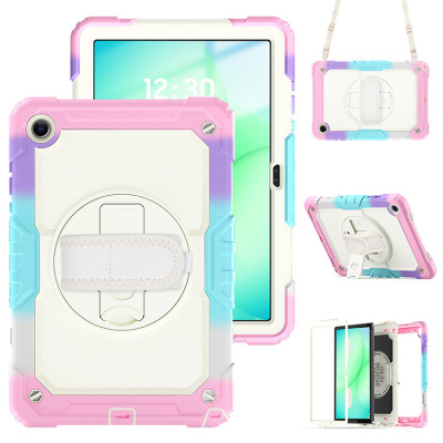 Casebus Full Body Case for Galaxy Tab, Multicolor, with Detachable Strap & Pencil Holder, Built in Screen Protector, 360 Rotating Hand Strap Stand - CLASSIC MULTICOLOR