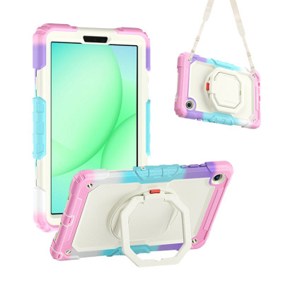 Casebus Full Body Case for Galaxy Tab, Multicolor, with Detachable Strap & Pencil Holder, 360 Rotating Hand Strap Stand, Drop Proof Cover - CLASSIC MULTICOLOR CASE