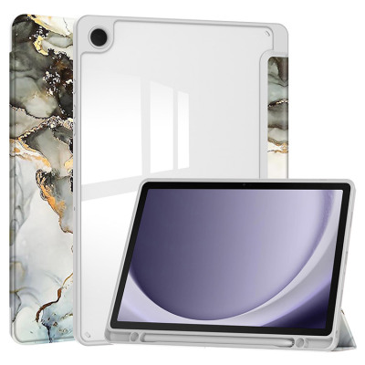 FASHION TRI FOLD Samsung Galaxy Tab Case - Casebus Fashion Marble Case for Galaxy Tab, Leather Flip Cover, Auto Wake/Sleep, with Pencil Holder