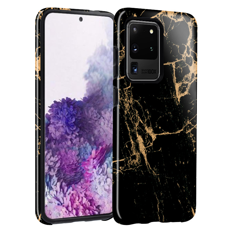Samsung Galaxy S20 Ultra Case - - Cracked Rose Gold Black Marble - Casebus