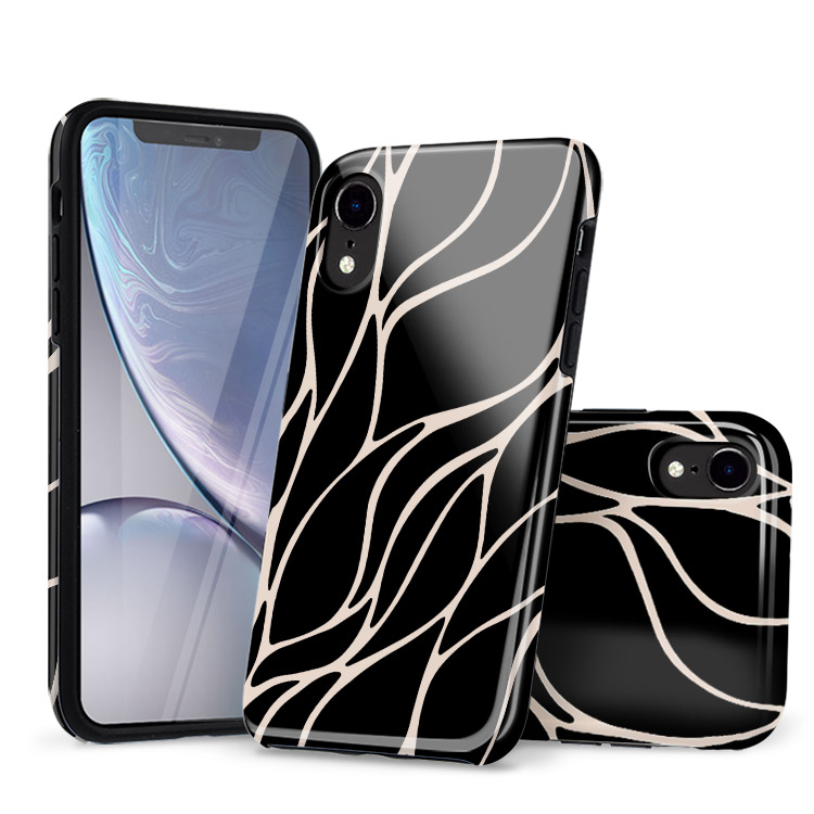 iPhone XR Case Black And Gold Metallic Waves Casebus