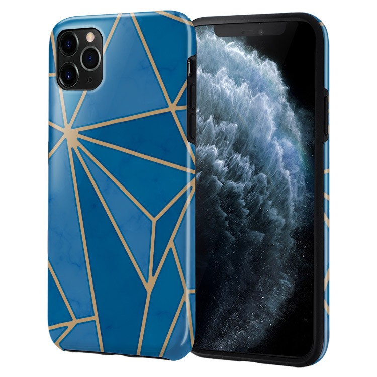 iPhone 11 Pro Max Case - Geo Blue And Gold Marble Phone Case - Casebus