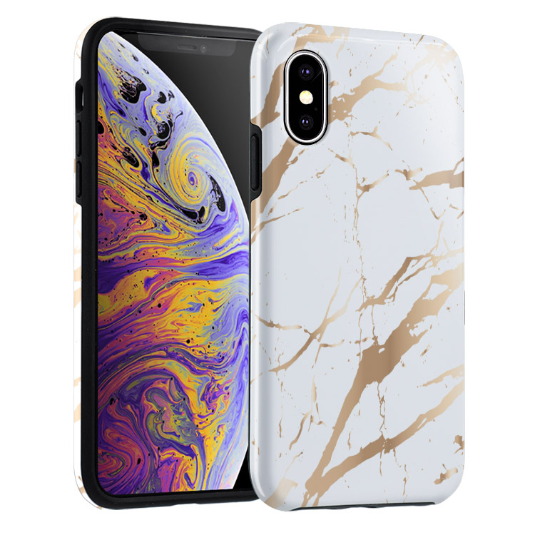 iPhone XS Max Case White Rose Gold Marble Casebus