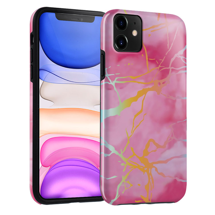 iPhone 11 Case - - Cute Pink Marble Holo - Casebus