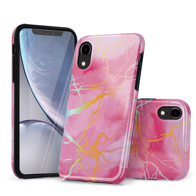 iPhone XR Case Cute Pink Marble Holo Casebus