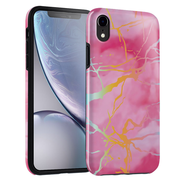 iPhone XR Case - - Cute Pink Marble Holo - Casebus