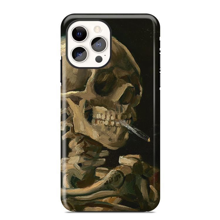Design Phone Case - Van Gogh Art - Head of a Skeleton with a Burning  Cigarette