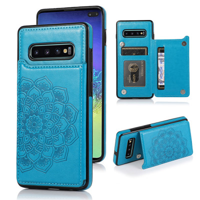 Samsung Galaxy S10 Plus Case - Wallet Phone Case - Casebus Classic Mandala Wallet Phone Case, Credit Card Holder, Leather, Double Magnetic Buttons, Shockproof Case - MANDALA