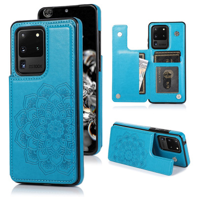Samsung Galaxy S20 Ultra Case - Wallet Phone Case - Casebus Classic Mandala Wallet Phone Case, Credit Card Holder, Leather, Double Magnetic Buttons, Shockproof Case - MANDALA