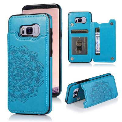 Samsung Galaxy S8 Case - Wallet Phone Case - Casebus Classic Mandala Wallet Phone Case, Credit Card Holder, Leather, Double Magnetic Buttons, Shockproof Case - MANDALA