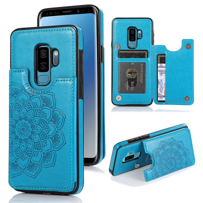 Samsung Galaxy S9 Plus Case - Wallet Phone Case - Casebus Classic Mandala Wallet Phone Case, Credit Card Holder, Leather, Double Magnetic Buttons, Shockproof Case - MANDALA