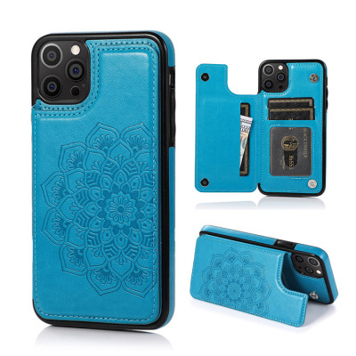 iPhone 15 Pro Case - Wallet Phone Case - Casebus Classic Mandala Wallet Phone Case, Credit Card Holder, Leather, Double Magnetic Buttons, Shockproof Case - MANDALA