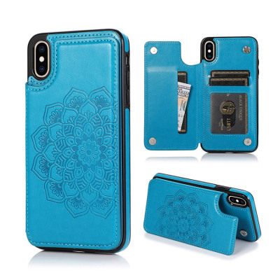 iPhone XS Max Case Casebus - Classic Mandala Wallet Phone Case - Credit Card Holder Leather Double Magnetic Buttons Shockproof Case