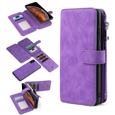 iPhone X/XS Case Casebus - Classic Detachable Magnetic Wallet Phone Case - Leather Folio Flip Zipper Purse Credit Card Holder Case - 007#