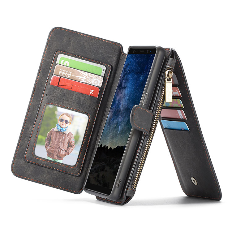samsung flip galaxy holder credit wallet folio zipper magnetic note9 detachable slots purse stand premium note phone cases caseme casebus