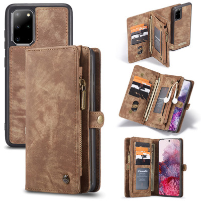 Samsung Galaxy S20 Plus Case - Folio Flip Detachable Wallet Phone Case - Casebus Classic Detachable Magnetic Wallet Phone Case, 11 Card Slots, 2 in 1, Leather Zipper, Folio Flip, Money Pocket Clutch Case - DONTAYE