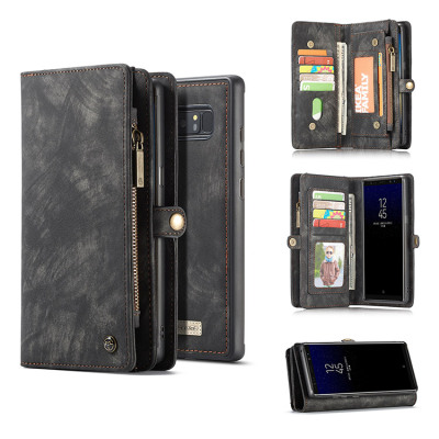 Samsung Galaxy Note8 Case - Folio Flip Detachable Wallet Phone Case - Casebus Classic Detachable Magnetic Wallet Phone Case, 11 Card Slots, 2 in 1, Leather Zipper, Folio Flip, Money Pocket Clutch Case - DONTAYE