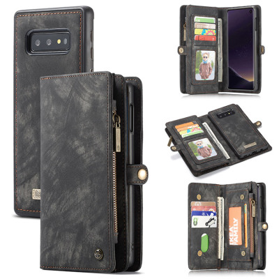 Samsung Galaxy S10e Case - Folio Flip Detachable Wallet Phone Case - Casebus Classic Detachable Magnetic Wallet Phone Case, 11 Card Slots, 2 in 1, Leather Zipper, Folio Flip, Money Pocket Clutch Case - DONTAYE