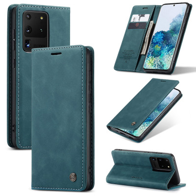 Samsung Galaxy S20 Ultra Case - Folio Flip Wallet Phone Case - Casebus Slim Folio Wallet Phone Case, Leather, Credit Card Holder, Kickstand, Magnetic Flip Protective Case - CAELAN