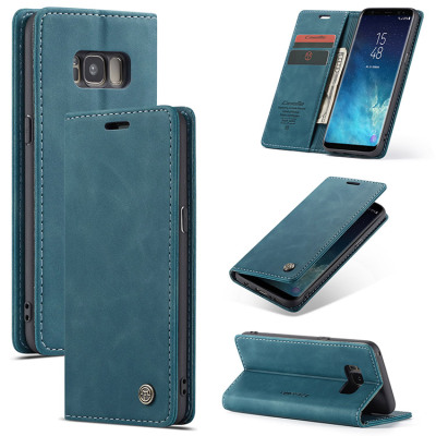 Samsung Galaxy S8 Case - Folio Flip Wallet Phone Case - Casebus Slim Folio Wallet Phone Case, Leather, Credit Card Holder, Kickstand, Magnetic Flip Protective Case - CAELAN