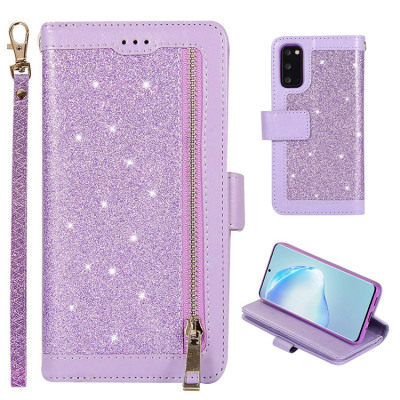 Samsung Galaxy S21 Ultra Case - Folio Flip Wallet Phone Case - Casebus Glitter Bling 9 Cards Slots Wallet Phone Case, Leather Flip, Zipper, Kickstand, Protective Case - PEABODY