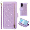 Casebus - Glitter Bling 9 Cards Slots Wallet Phone Case - Leather Flip Zipper Kickstand Protective Case