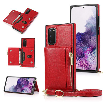 Samsung Galaxy S20 Case Casebus - Classic Square Crossbody Wallet Phone Case - Credit Card Holder, Money Pocket, Leather Kickstand Strap Shockproof Case