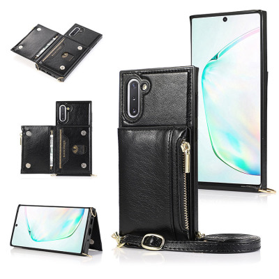 Samsung Galaxy Note10 Plus Case - Crossbody Wallet Phone Case - Casebus Classic Square Crossbody Wallet Phone Case, Credit Card Holder, Money Pocket, Leather Kickstand Strap Shockproof Case - TABIA