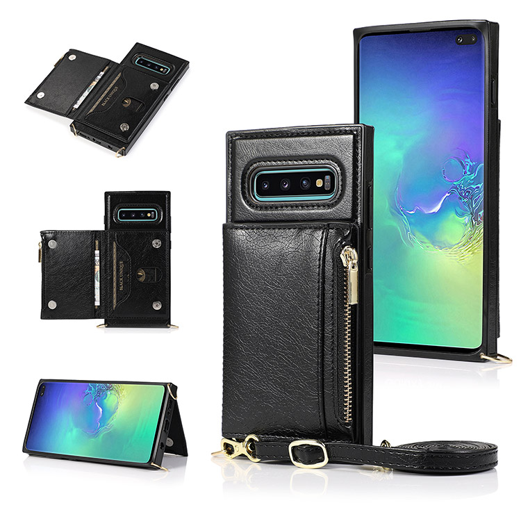 Casebus Samsung Galaxy S22 Ultra Crossbody Wallet Case - Credit Card Holder - Wrist Strap - Kickstand - Zipper Pocket - Black - Wallet Case
