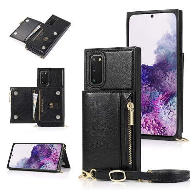 Samsung Galaxy Note20 Case - Crossbody Wallet Phone Case - Casebus Classic Square Crossbody Wallet Phone Case, Credit Card Holder, Money Pocket, Leather Kickstand Strap Shockproof Case - TABIA