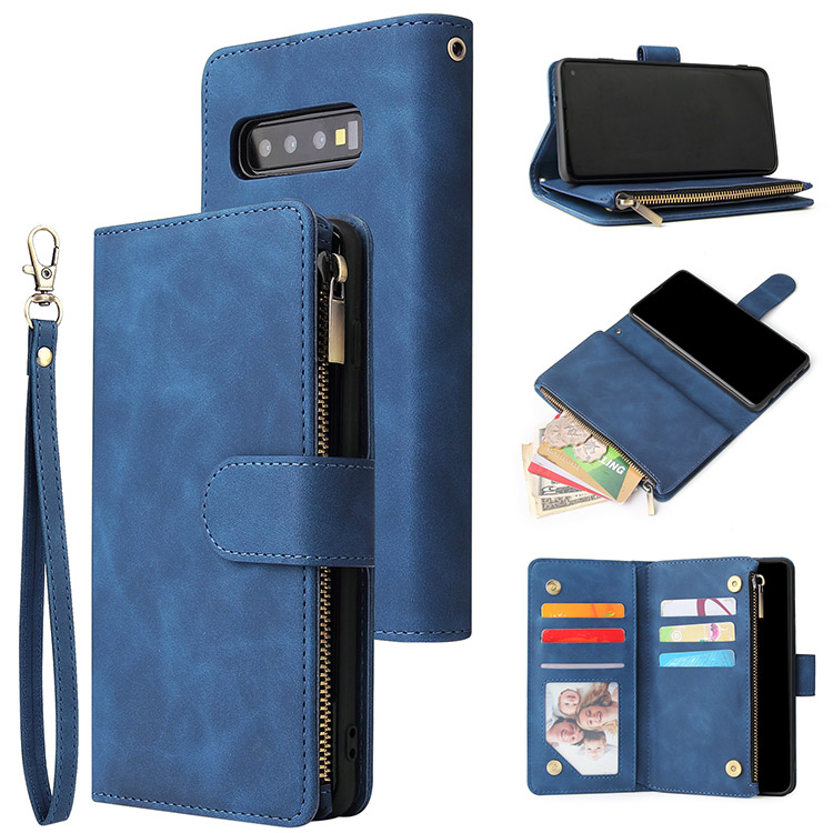 3 Layer mit Abnehmbar Handschlaufe und Stand-Blau Yobby Groß Brieftasche Hülle für Samsung Galaxy S9 Plus 9 Karte Schlüssel Handyhülle Klassisch Flip Leder Tasche Abdeckung 