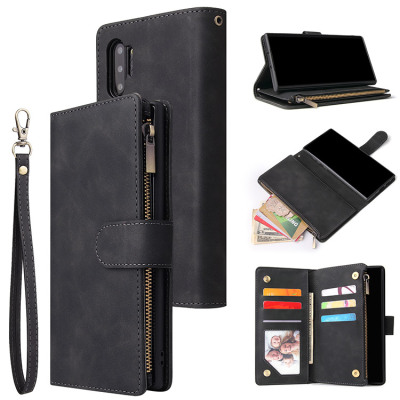 Samsung Galaxy Note10 Plus Case - Folio Flip Wallet Phone Case - Casebus Classic Flipper Wallet Phone Case, Premium Retro Leather, Folio Zipper, Magnetic Closure, Stand Holder with Wrist Strap Shockproof Case - FLIPPER