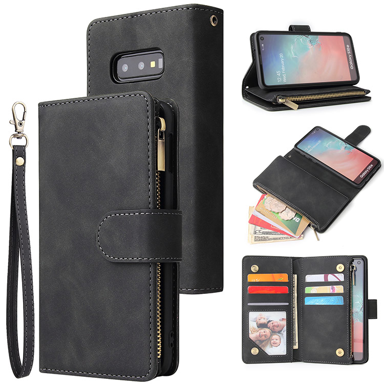 Casebus iPhone XR Case Wallet Leather - Magnetic Closure - Flip Folio - Zipper Card Slots - Black - Wallet Cover