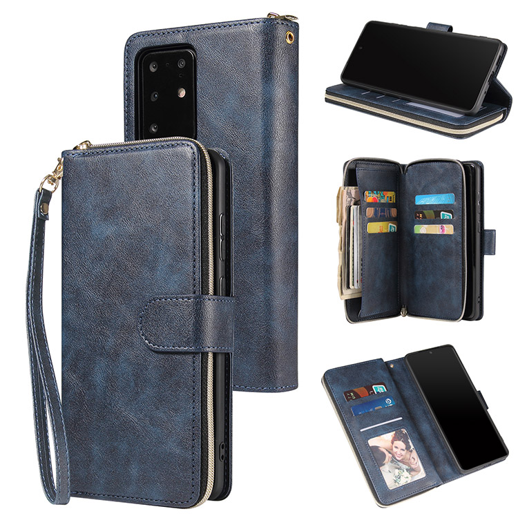 classic high quality leather wallet card slot case for Samsung