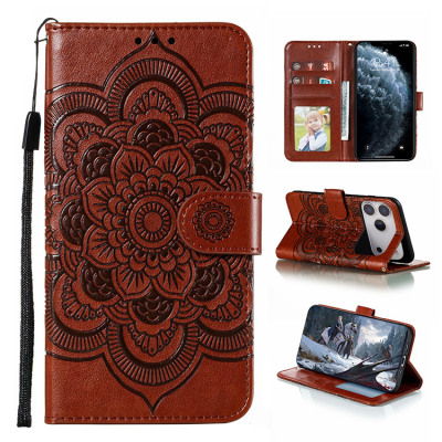 Folio Flip Wallet Phone Case - Casebus Mandala Folio Wallet Phone Case, Premium Leather, Credit Card Holder, Flip Kickstand Shockproof Case - MANDALA FOLIO
