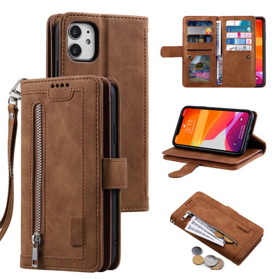 Samsung Galaxy S10 Plus Case - Folio Flip Wallet Phone Case - Casebus Retro Wallet Phone Case, 9 Card Slots, Zipper Pocket Handbag, Leather, Magnetic Closure, Wrist Strap, Kickstand Shockproof Case - PARVEEN