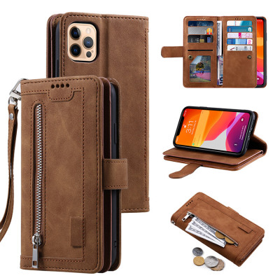 Samsung Galaxy A72 4G/5G Case - Folio Flip Wallet Phone Case - Casebus Retro Wallet Phone Case, 9 Card Slots, Zipper Pocket Handbag, Leather, Magnetic Closure, Wrist Strap, Kickstand Shockproof Case - PARVEEN