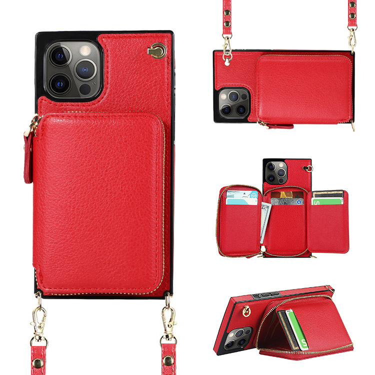 Custodia Portafoglio IPhone 16 In Pelle Con Cerniera – 9 Slot Carte E Cinturino (Oro Rosa)
