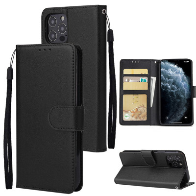 iPhone 12 Case - Folio Flip Wallet Phone Case - Casebus Flip Folio 3 Card Slots Wallet Phone Case, Premium Leather, Credit Card Holder, Magnetic Closure, Wrist Strap, Kickstand Shockproof Case - CASEY